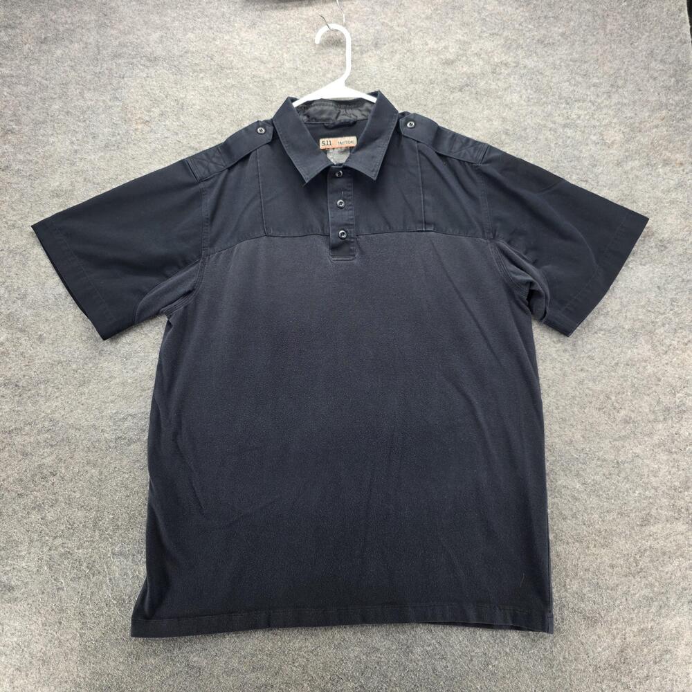 5.11 Tactical Polo Shirt Mens Extra Large Black Two Tone Epaulet Short Sleeve